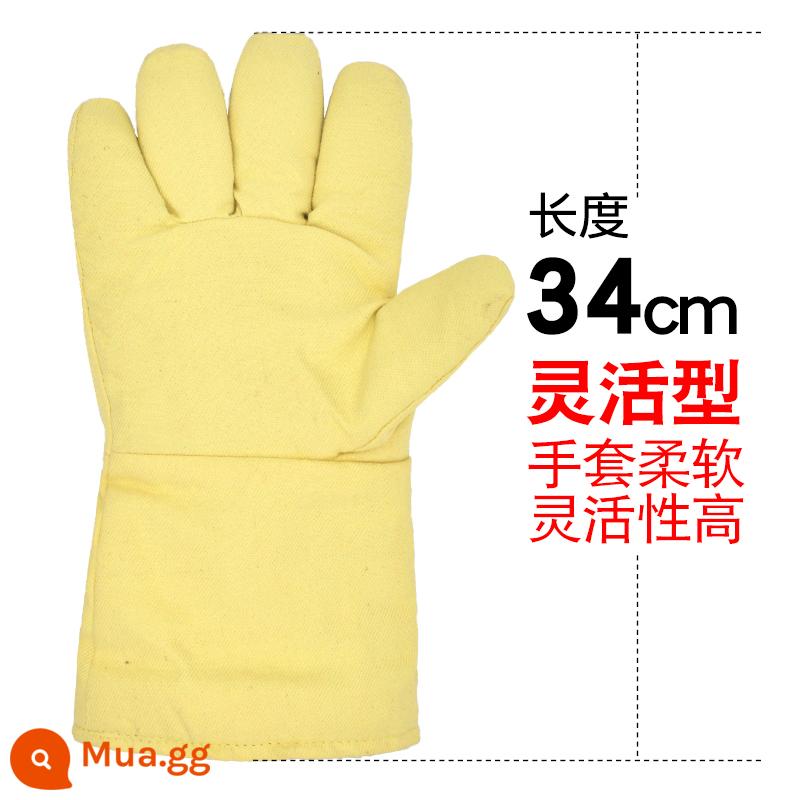 Găng tay chịu nhiệt độ cao Caston 500 độ cách nhiệt chống cháy dày lò nướng phòng thí nghiệm công nghiệp mở rộng chống bỏng - Linh hoạt 34cm 1 đôi mềm dẻo