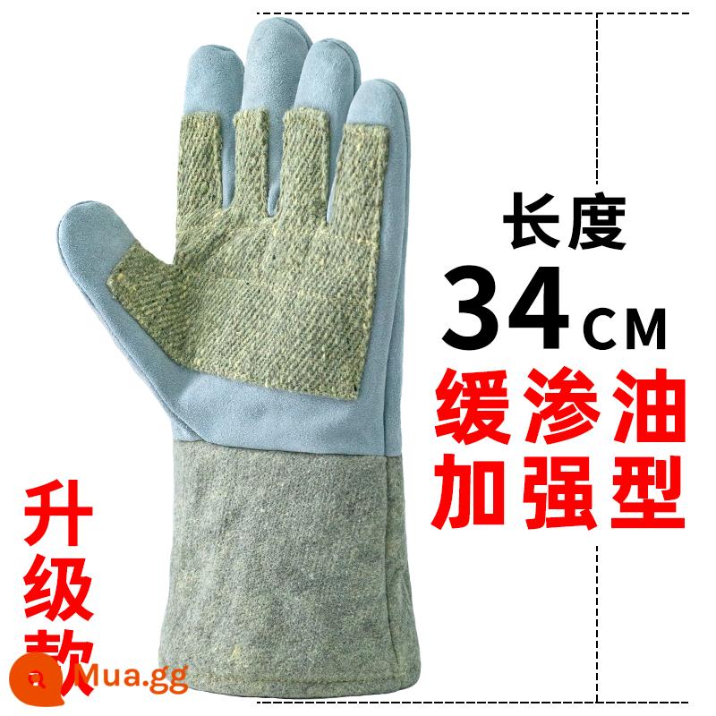 Găng tay chịu nhiệt độ cao Caston 500 độ cách nhiệt chống cháy dày lò nướng phòng thí nghiệm công nghiệp mở rộng chống bỏng - Cốt thép 34cm 1 đôi, bảo hành 15 ngày nếu hư hỏng, phiên bản nâng cấp bền hơn