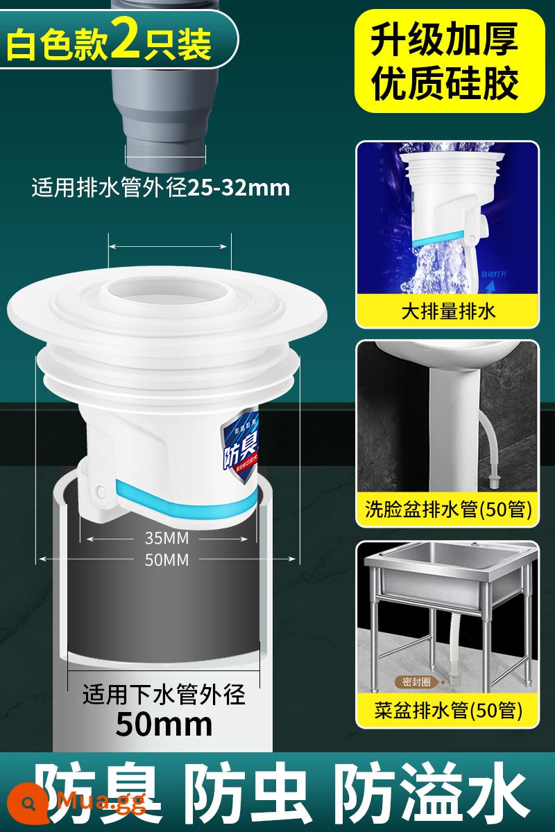 Ống Thoát Nước Chống Trở Lại Mùi Hiện Vật Bếp Chậu Rửa Máy Giặt Vòng Silicon Vòng Cắm 5075 Ống Thoát Cắm - [Bắn một, bắn hai] Bộ kết hợp siêu giá trị và phổ biến (màu trắng phù hợp với 45-50mm)