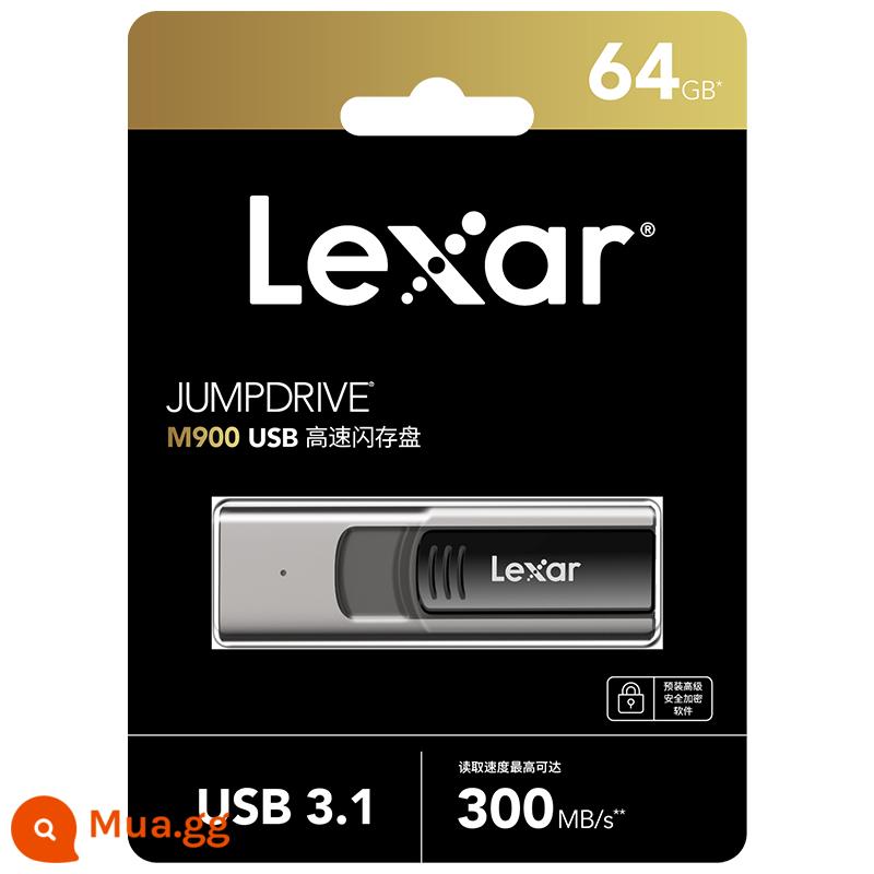 Lexar 128GB USB3.1 U disk M900 đọc 400MB/s, kết cấu mờ màu súng, tích hợp kéo đẩy - M900-64G