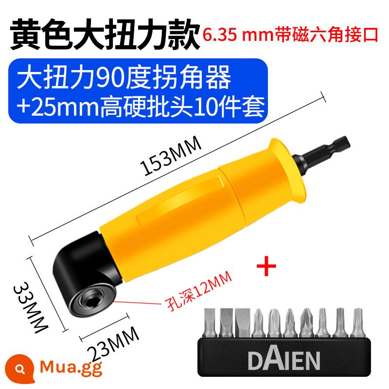 Lô góc quay tuốc nơ vít máy khoan điện xoay 90 độ góc điện đa năng góc tay cầm thanh nối dài - [Mô-men xoắn cao 90 độ] Bộ điều hợp góc + Bộ 10 món có độ cứng cao