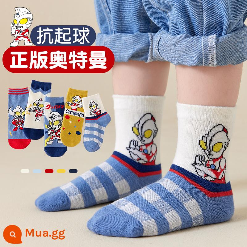 Ultraman Vớ Bé Trai Mùa Đông Dày Ấm Giữa Ống Trẻ Em Cotton Mùa Đông Bé Trai Hoạt Hình Cho Bé Bông Tất - Đôi Ultraman Type B-5 [Vớ cotton thu đông]