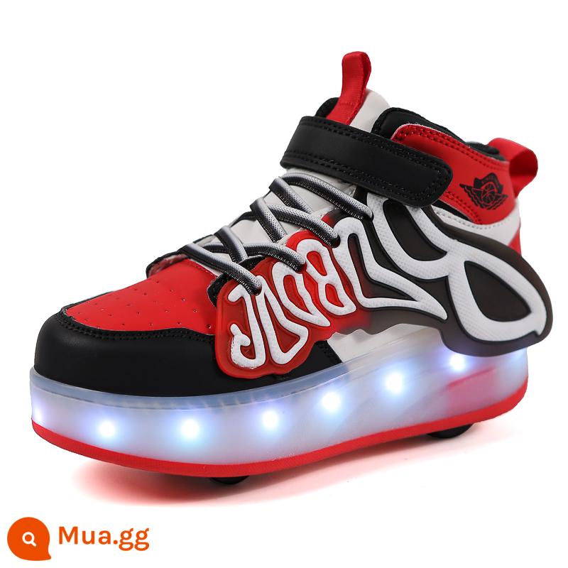 Heelys Giày Bé Gái Lăn 4 Bánh Internet Người Nổi Tiếng Sáng Lên Mùa Xuân 2024 Mới Trẻ Em Trượt Giày Bé Trai Giày Thể Thao - Giày cao gót bốn bánh màu đen và đỏ