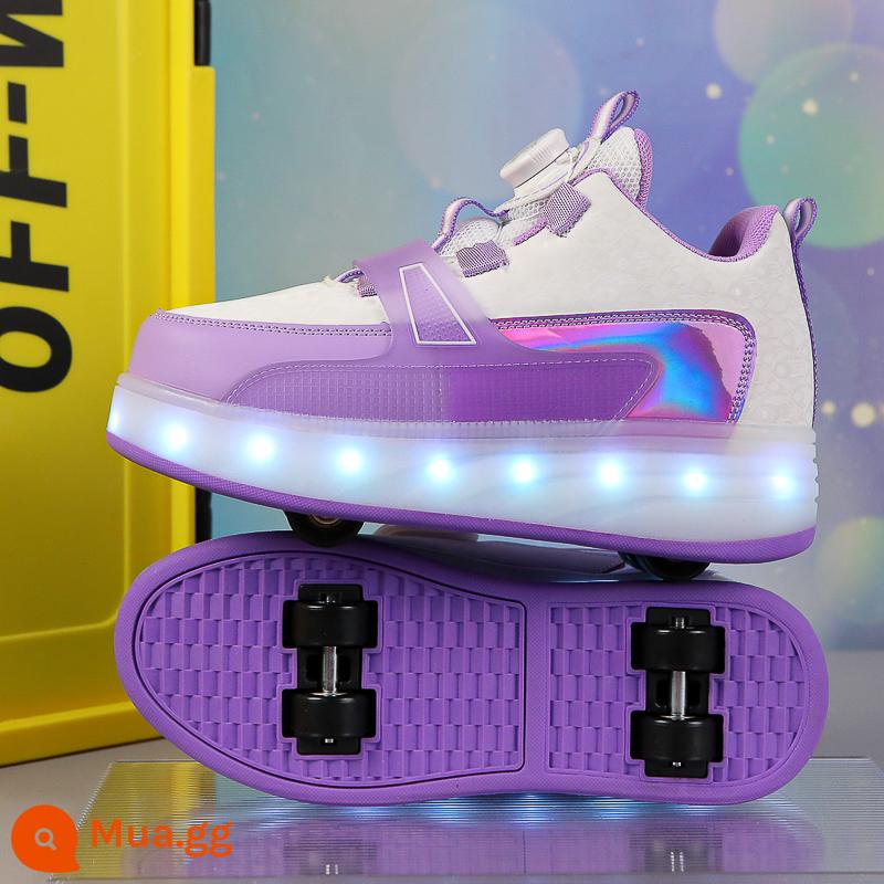 Heelys Giày Bé Gái Lăn 4 Bánh Internet Người Nổi Tiếng Sáng Lên Mùa Xuân 2024 Mới Trẻ Em Trượt Giày Bé Trai Giày Thể Thao - Giày cao gót 4 bánh Mi Tím 19626