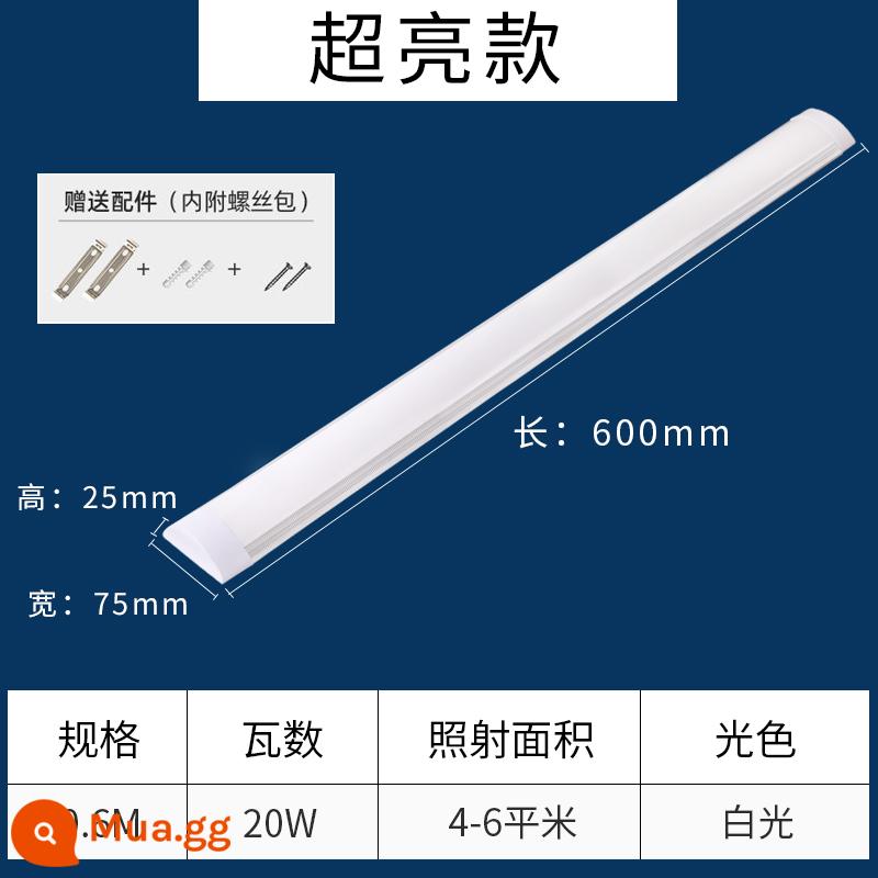 Ba thanh chống lọc đèn led dải hộ gia đình trọn bộ ống huỳnh quang dải trần siêu sáng tích hợp dòng đèn - [Gói 3] Đèn dải ba chống-Ánh sáng trắng 0,6m 20W