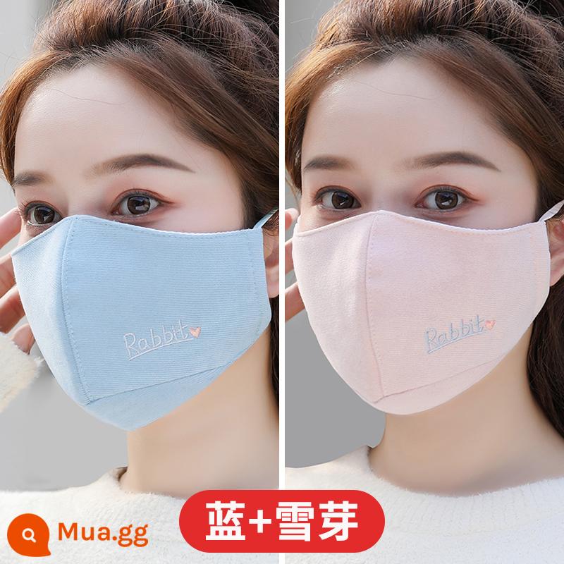 Khẩu trang vải đẹp có giá trị cao cotton có thể giặt được xu hướng mùa đông nam phiên bản Hàn Quốc của khẩu trang nữ mùa thu đông - màu xanh + nụ tuyết