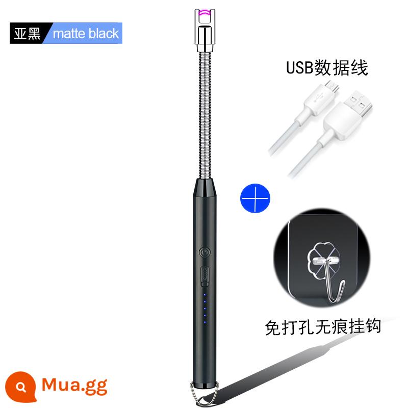 Bếp Gas Âm Xung Đánh Lửa Nhà Bếp Gas Âm Tay Cầm Dài Đánh Lửa Điện Tử Súng Súng Dính Bật Lửa Nhà Bếp Hiện Vật - Nâng cấp khuỷu tay 360°, màu đen mờ dung lượng lớn, cáp và móc dữ liệu miễn phí