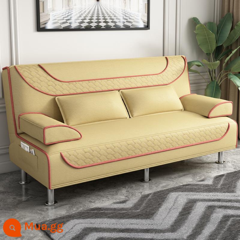 Sofa giường gấp đôi sofa đa năng cho thuê nhà căn hộ nhỏ sofa giường đơn đôi có thể tháo rời và giặt được - Vải kỹ thuật không giặt cao cấp màu vàng