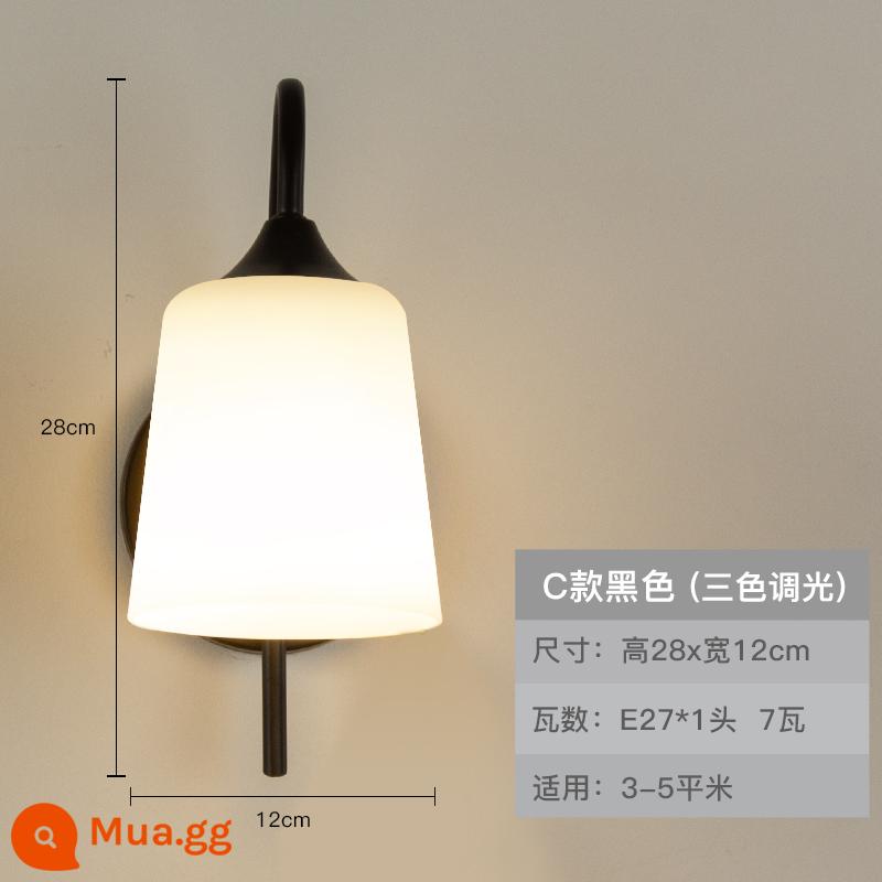 Đèn Tường Phòng Hiện Đại Tối Giản Bắc Âu Đèn LED Phòng Khách Nền Đèn Tường Sáng Tạo Cầu Thang Phòng Ngủ Đèn Ngủ - C loại đen ba màu 7w