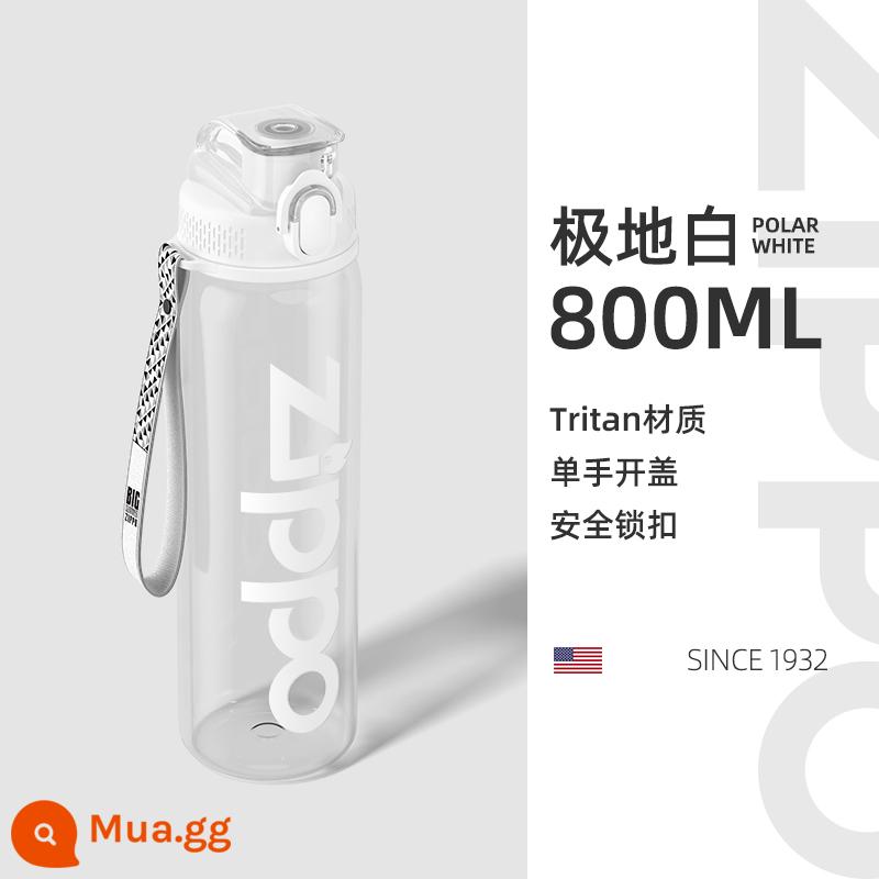 Zippo nhựa ống hút cốc chống rơi ấm đun nước công suất lớn cốc sinh viên nữ tritan tập thể dục thể thao cốc nước nam - Cốc uống nước trực tiếp-Polar White 800ml [bao gồm cọ cốc]