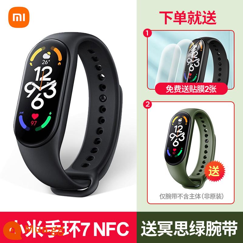 [SF Express] Đồng hồ thông minh thể thao chống nước Xiaomi Mi Band 7 NFC Theo dõi nhịp tim Oxy trong máu Máy đếm bước chân qua Bluetooth dành cho nam và nữ Áp suất thời tiết Giấc ngủ 6 Sức khỏe 5 Flagship chính thức của Seven Pro - [SF Express] Vòng tay 7NFC + Dây đeo cổ tay màu xanh lá cây thiền miễn phí + Màng*2