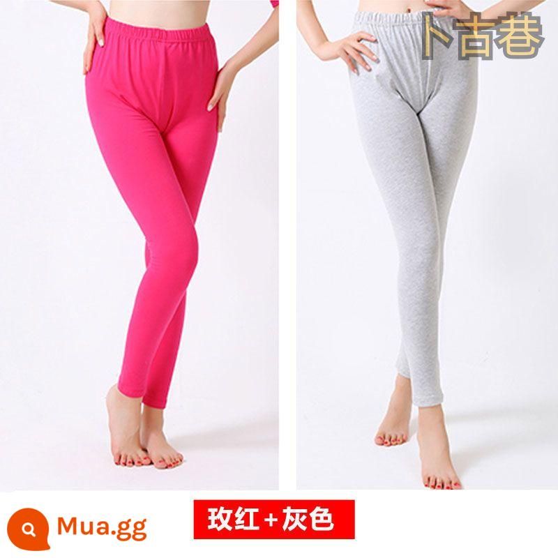 Quần Vệ Sinh Modal Nữ Slim Body Mỏng Màu Đỏ Ấm Quần XL Lưng Cao Đế Quần Ôm Quần Vệ Sinh Co Giãn Cao - Quần vệ sinh nữ modal màu đỏ hồng + xám