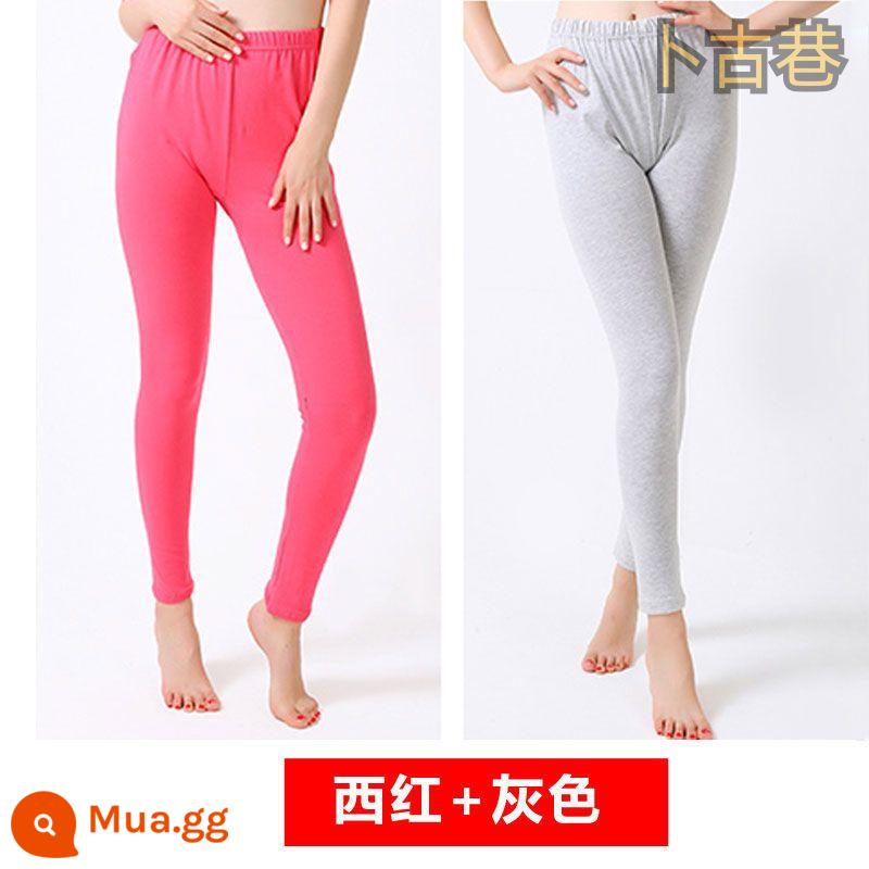 Quần Vệ Sinh Modal Nữ Slim Body Mỏng Màu Đỏ Ấm Quần XL Lưng Cao Đế Quần Ôm Quần Vệ Sinh Co Giãn Cao - Quần vệ sinh Modal nữ Tây đỏ + xám