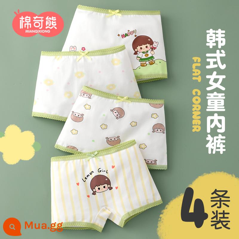 Quần lót bé gái cotton nguyên chất boxer quần boxer trẻ em cotton mùa hè quần đùi bé gái không véo mông quần an toàn bé gái - Cô Gái Cánh Đồng Hoa (4 múi) thoáng khí và thân thiện với làn da