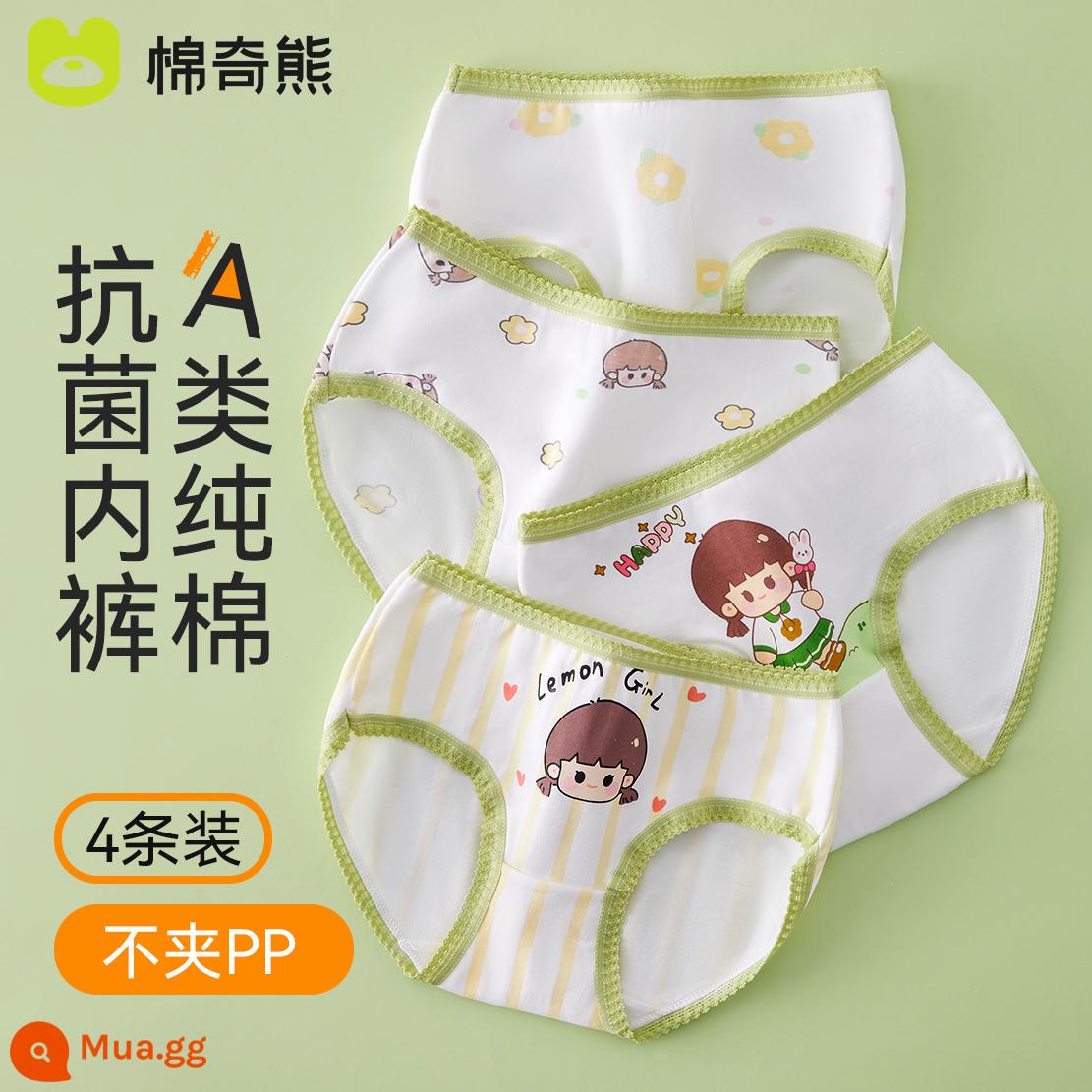 Quần lót bé gái, quần đùi cotton trẻ em, quần lót boxer 100% cotton cho bé, bé gái vừa và lớn, quần short không pp - Gói Prairie Girl-4 (Tam giác) [Bông nguyên chất loại A]