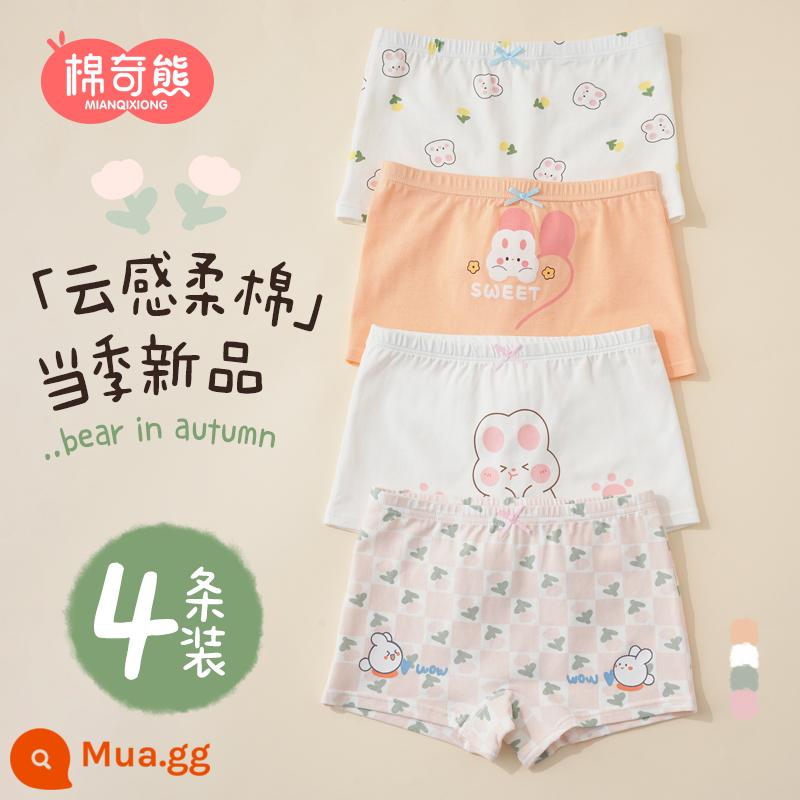 Quần lót bé gái cotton nguyên chất trẻ em quần đùi bé gái cotton 100% không bóp mông quần đùi trẻ em - Gói thỏ dễ thương mùa hè-4