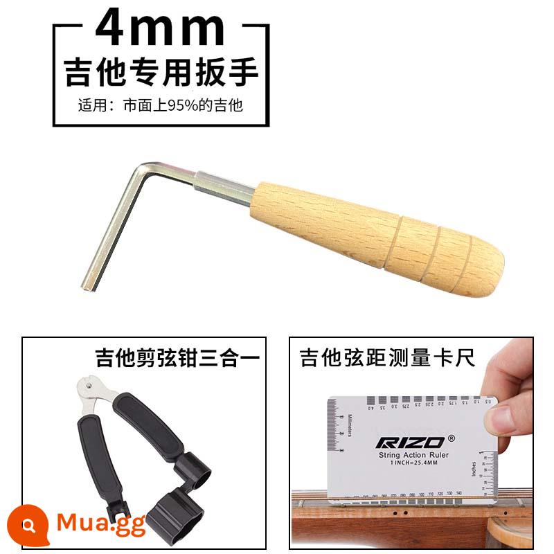 Đàn Guitar Chỉnh Khoảng Cách Cờ Lê Lục Giác Dụng Cụ Dây Thước Đo Khoảng Cách Kẹp Phanh Điều Chỉnh Cổ Thanh 4 Mm Đa Năng Dây Thay Thế - Cờ lê điều chỉnh tay cầm bằng gỗ + thước dây + bộ đổi dây