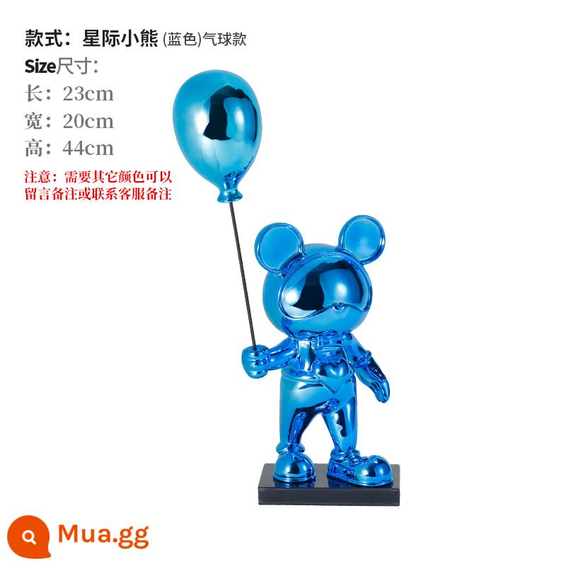 Ánh sáng sáng tạo hiện đại ánh sáng sang trọng Balloon Balloon Gấu phòng khách Trang trí gấu nhỏ trang trí sàn nhà Tv tủ đồ nội thất mềm - Bóng bay gấu giữa các vì sao màu xanh (23*20*44cm)