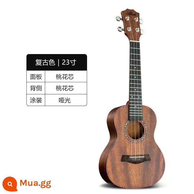 akeshi ukulele người mới bắt đầu phụ nữ chàng trai và trẻ em người lớn 23 inch mục veneer ukulele đàn guitar nhỏ - Màu cổ điển 23 inch + phụ kiện + hướng dẫn