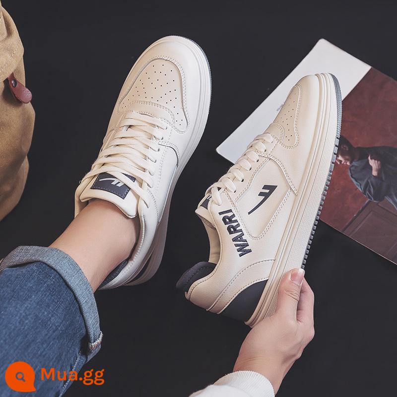 Kéo lại giày nam ống cao nhỏ màu trắng giày nam 2022 mới hợp thời trang aj Air Force No. 1 casual Klein blue sneakers men - 0218 màu be xanh