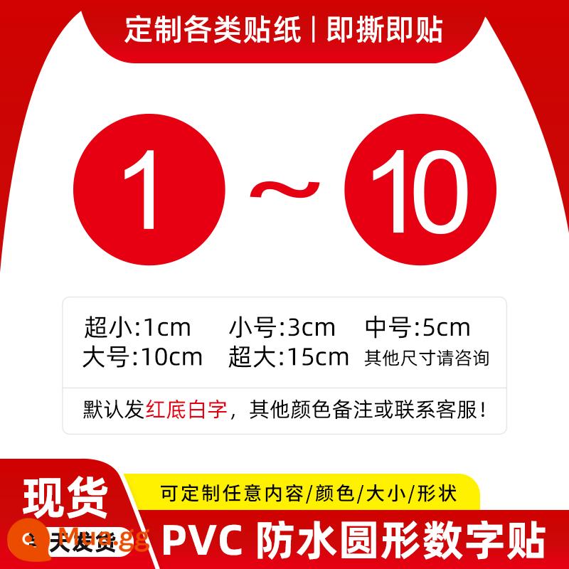 Nhựa PVC Chống Thấm Nước Kỹ Thuật Số Miếng Dán Số Tự Dính Số Serial Số Miếng Dán Bàn Nhà Hàng Mục Số Nhãn - [1-10]