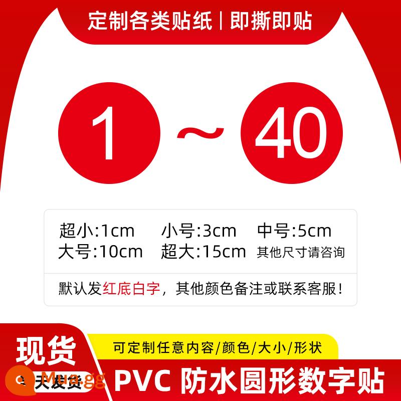 Nhựa PVC Chống Thấm Nước Kỹ Thuật Số Miếng Dán Số Tự Dính Số Serial Số Miếng Dán Bàn Nhà Hàng Mục Số Nhãn - [1-40]