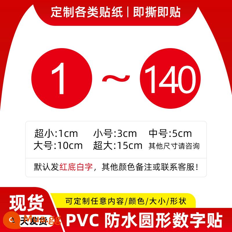 Nhựa PVC Chống Thấm Nước Kỹ Thuật Số Miếng Dán Số Tự Dính Số Serial Số Miếng Dán Bàn Nhà Hàng Mục Số Nhãn - [1-140]