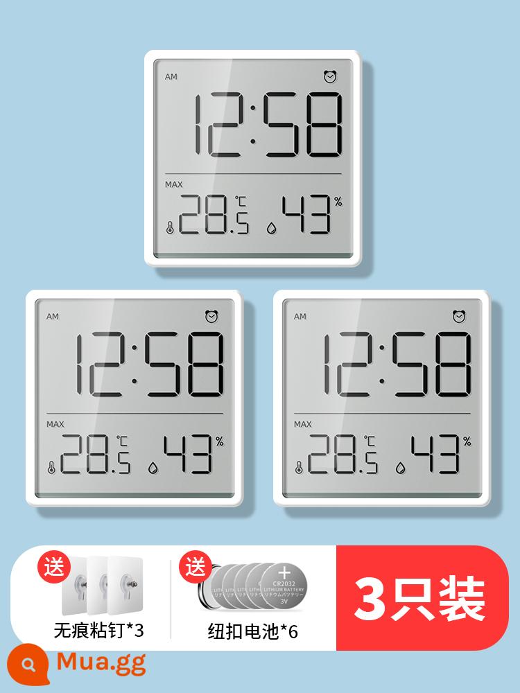 Đồng hồ đo nhiệt độ và độ ẩm trong nhà trong nhà phòng em bé nhiệt kế có độ chính xác cao với thời gian hút từ tính ẩm kế treo tường - Model toàn màn hình [Trắng, ba gói] Nhiều miếng hơn giá cả phải chăng hơn