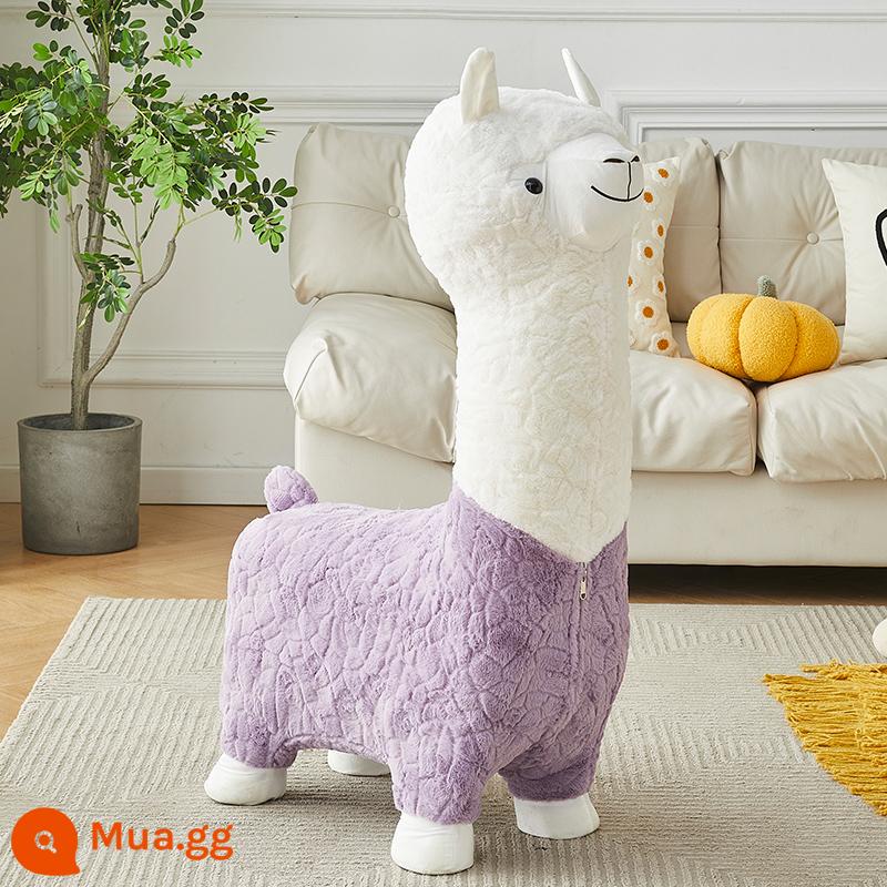 Dễ Thương Alpaca Búp Bê Sang Trọng Đồ Chơi Alpaca Phân Ghế Sáng Tạo Trang Trí Phòng Khách Internet Người Nổi Tiếng Phân Quà Tặng Sinh Nhật - Giấc mơ Alpaca tím ❤Lông cừu dày