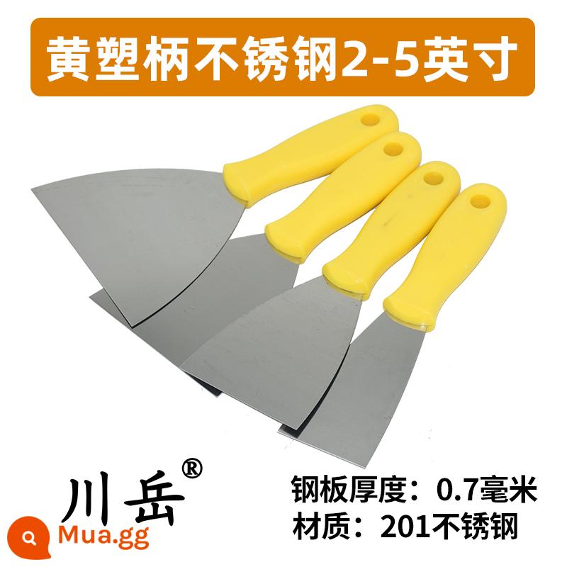 Chuanyue tinh tế thép không gỉ Putty dao dày tay cầm bằng nhựa cao cấp hàng loạt dao xẻng cạp thìa đất trộn dao - Tay cầm bằng nhựa màu vàng 2-5 inch