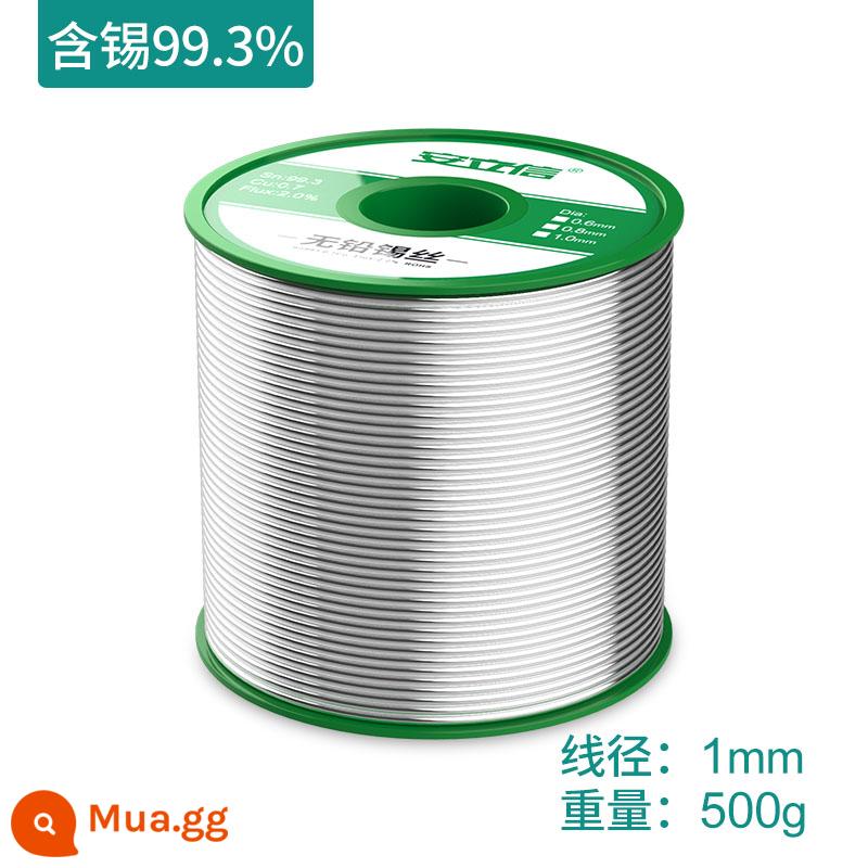 Một dây hàn không chì có độ tinh khiết cao Lixin 0,8mm có chứa dây thiếc lõi nhựa thông dùng một lần hàn nhiệt độ thấp thân thiện với môi trường - Dây thiếc không chì 99,3% 1.0 (500g)