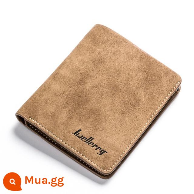 Ví nam Retro Frosted PU Wallet Two Folding Male Purse - Cà phê (màu cà phê kiểu dọc)