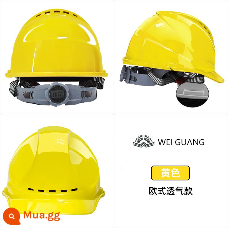 Weiguang ABS tiêu chuẩn quốc gia mũ cứng nam lãnh đạo công trường xây dựng điện kỹ thuật xây dựng mũ cứng màu trắng thoáng khí in tùy chỉnh - YD-OT màu vàng thoáng khí phong cách Châu Âu (lớp lót nắp núm thoải mái)