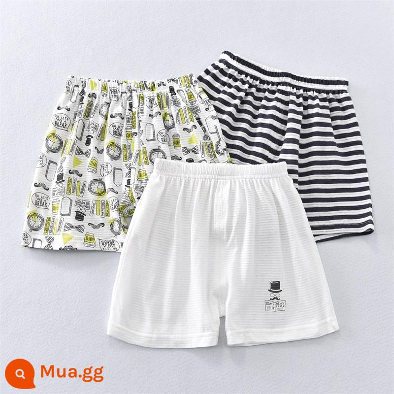 Nhật Bản Bé Trai Quần Short Cotton Nguyên Chất Trẻ Em Nhà Thường Ba Điểm Quần Cho Bé Thể Thao Mùa Hè Quần Bên Trong Mặc Ngoài Phần Mỏng - Quần ba mảnh Mr. Time [3 chiếc]