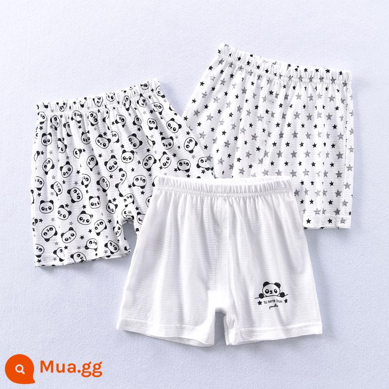 Nhật Bản Bé Trai Quần Short Cotton Nguyên Chất Trẻ Em Nhà Thường Ba Điểm Quần Cho Bé Thể Thao Mùa Hè Quần Bên Trong Mặc Ngoài Phần Mỏng - Quần ba phần tư gấu trúc cotton tre [3 gói]