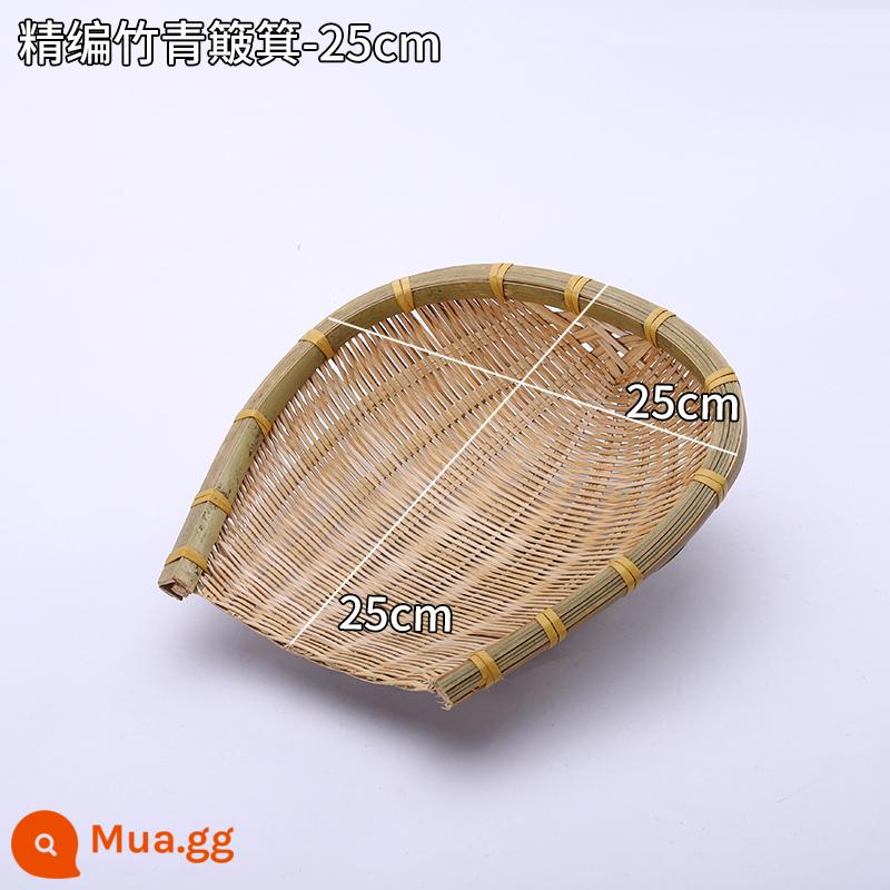 Giỏ trái cây đan bằng tre handmade đĩa trái cây sấy khô đồ ăn nhẹ nhà bếp cống giỏ hấp bánh mì giỏ trái cây tấm bình dị đan tre - Xăng Xốp Dày-Tre Xanh-25cm