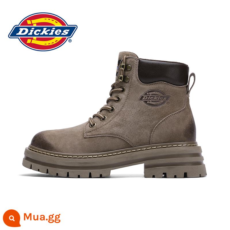 Dickies Giày bốt Martin đế dày nữ mùa thu đông phong cách Anh giày bốt ngắn nữ Plus nhung 2023 bốt đi tuyết giày cotton - 02 cafe sáng