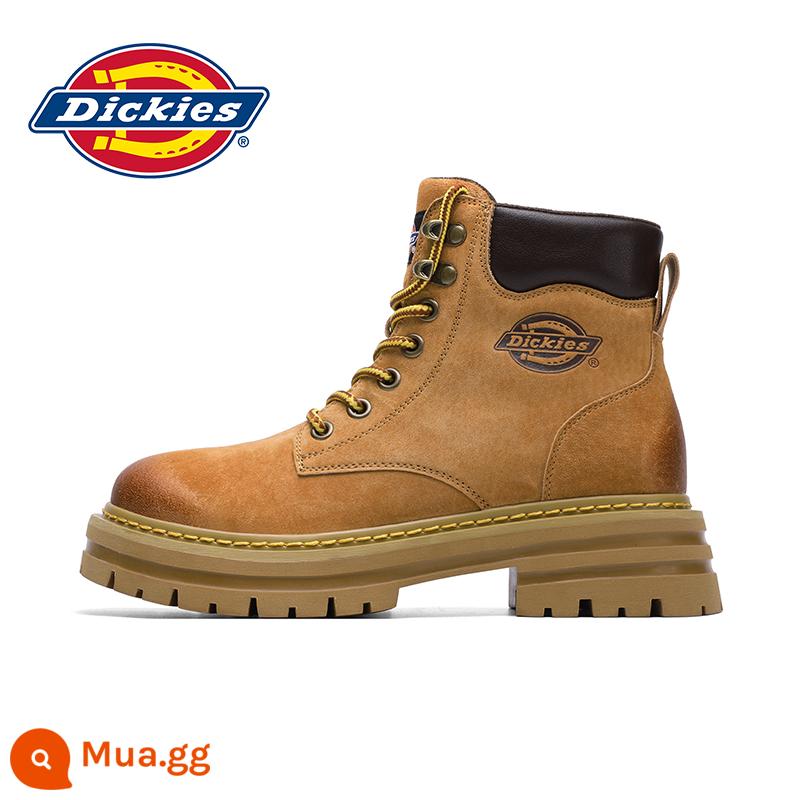 Dickies Giày bốt Martin đế dày nữ mùa thu đông phong cách Anh giày bốt ngắn nữ Plus nhung 2023 bốt đi tuyết giày cotton - 02 kaki