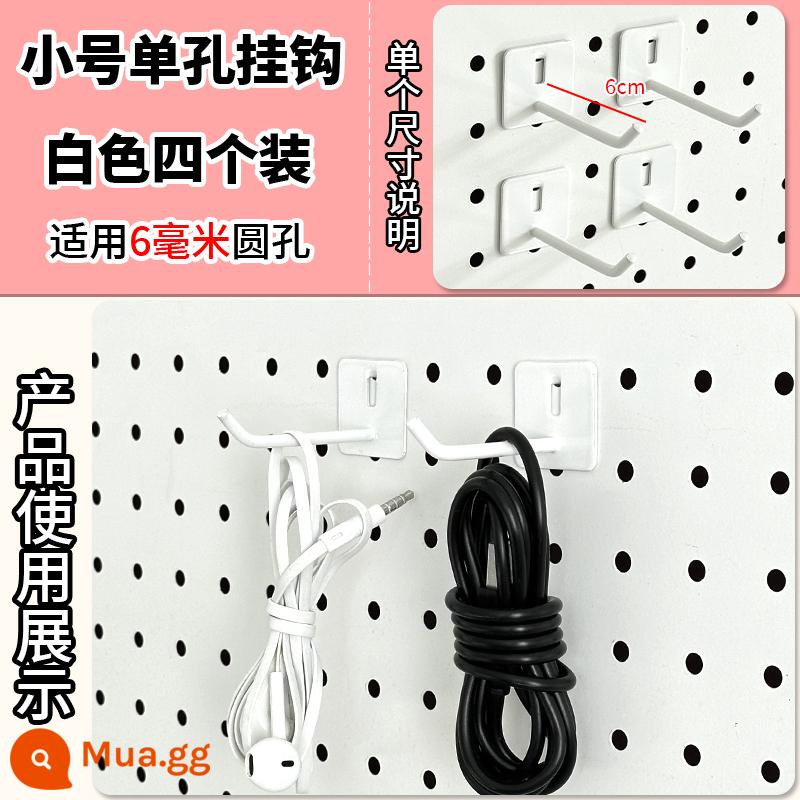 25 lỗ bảng phụ kiện đa năng móc lỗ tròn lưu trữ kệ sách hấp thụ từ tính phần cứng tự làm bàn làm việc kim loại giỏ treo - Móc đơn lỗ màu trắng, 4 móc cỡ nhỏ, dùng cho đường kính lỗ 6mm