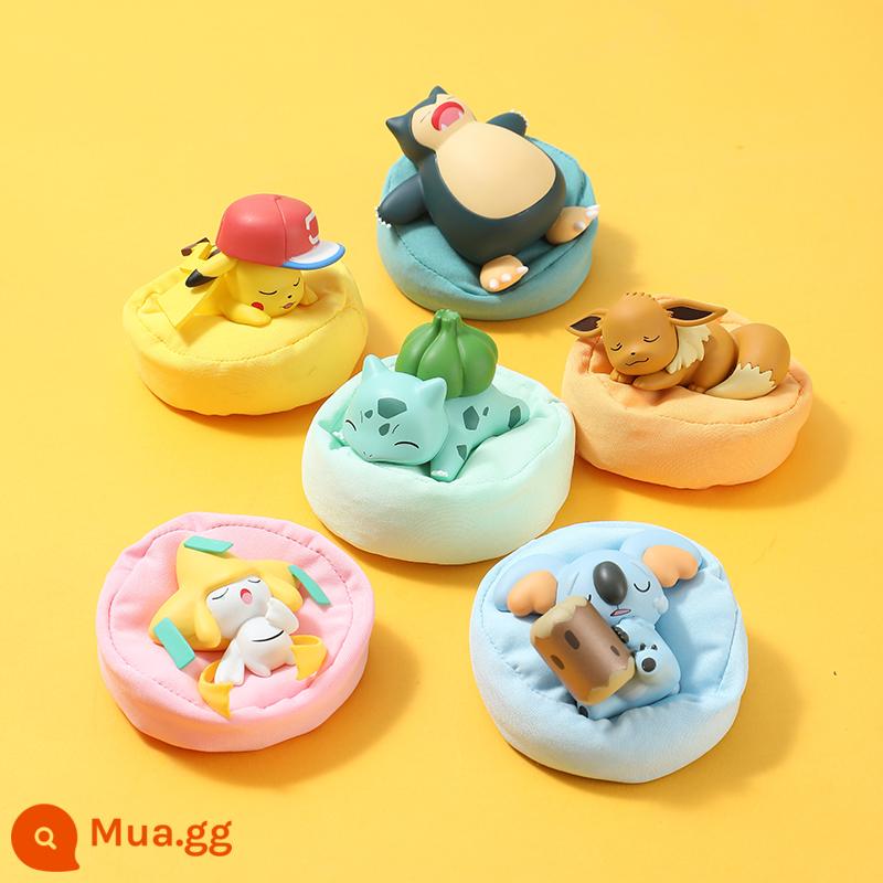 Pokémon chính hãng Pokémon Pokemon Pokemon Pikachu Miao Frog Seed Kabi Beast Model Ornament Doll - Bộ 6 kiểu [tư thế ngủ]