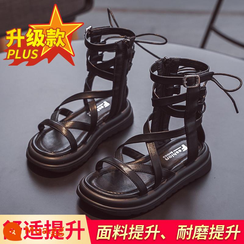 Giày Sandal Bé Gái 2023 Mùa Hè Mới Thời Trang Trẻ Em Giày Công Chúa Bé Gái Giày La Mã Phiên Bản Hàn Quốc Đế Mềm Giày Đi Biển - nâng cấp màu đen