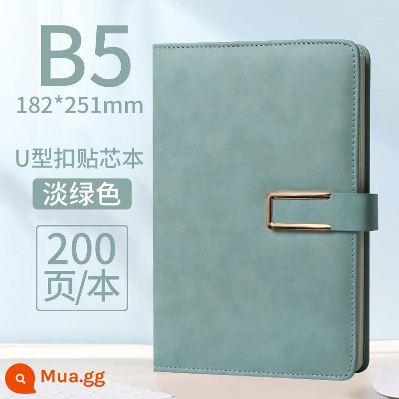 Sổ tay kinh doanh sổ tay văn phòng notepad dày 2023 bằng da đơn giản a5 sinh viên đại học b5 hộp quà tặng bằng da mềm đặt làm theo yêu cầu đặt sổ ghi chép hội nghị công việc nhật ký logo có thể in tùy chỉnh - JDDZ129U khóa B5 xanh nhạt