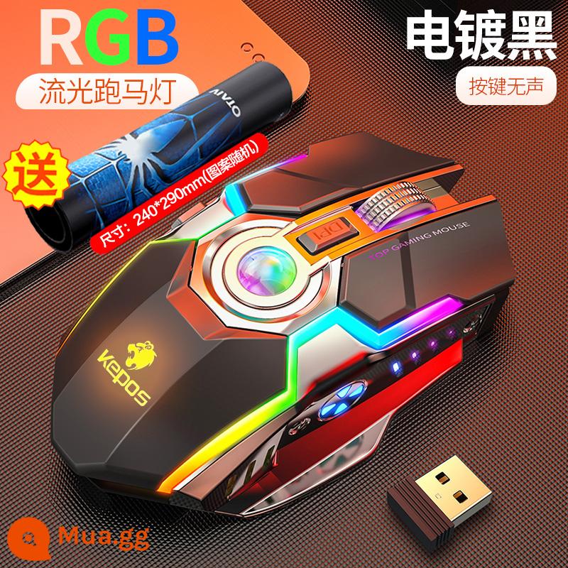 Chuột Không Dây Chơi Game Tắt Tiếng Cơ Laptop Sạc Sáng Giá Trị Cao Bluetooth Im Lặng - G80 mạ điện màu đen [RGB dạ quang*có thể sạc lại: phiên bản không có nút]