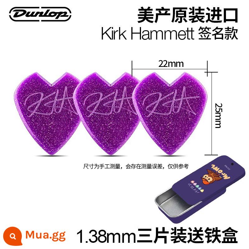 Dunlop Dunlop Dream Theatre JP Signature Paddle Bass Electric Acoustic Guitar Speed Ballad Sweeping Jazz3 - [Gói ba chiếc] Mẫu chữ ký Kirk Hammett 1,38mm + hộp thiếc miễn phí