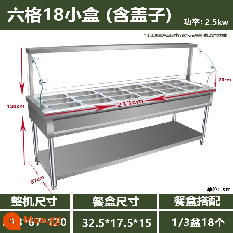 Thức ăn nhanh bàn cách nhiệt nắp kính nhà ăn sưởi ấm điện thức ăn nhanh xe nấu ăn bàn súp hồ bơi điều khiển nhiệt độ tự động bàn ăn thương mại - 18 hộp nhỏ 6 ngăn và nửa kín (bàn công thức + 170 nhân dân tệ)