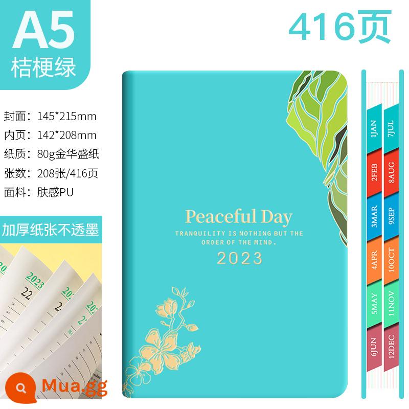 Lịch thủy triều quốc gia 2023 Máy tính xách tay mới Công cụ lập kế hoạch 365 ngày Sổ tay hiệu quả Đăng ký công việc Nhật ký công việc Lịch Notepad Tùy chỉnh sổ tay cao cấp tinh tế có giá trị cao - lục lam [hoa]