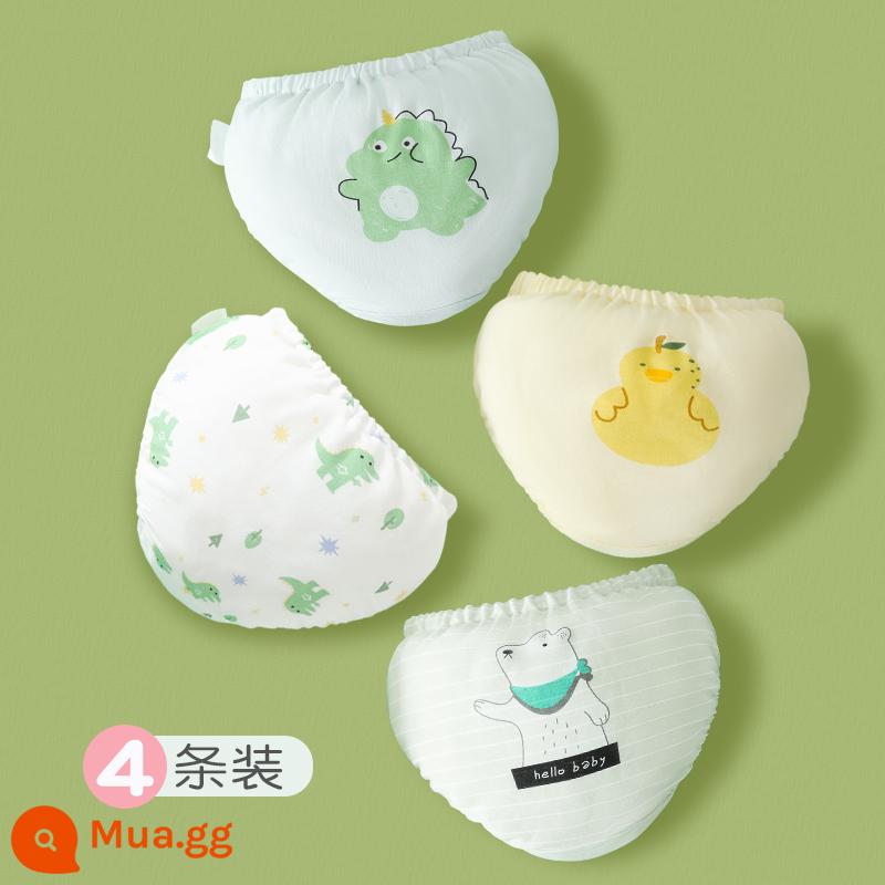 Quần lót cotton mùa hè cho bé gái 1 tuổi 2 quần 3 quần tập cho bé 4 quần bánh mì sơ sinh không pp - Khủng long+khủng long nhỏ+gấu nhỏ+vịt nhỏ (4 gói)