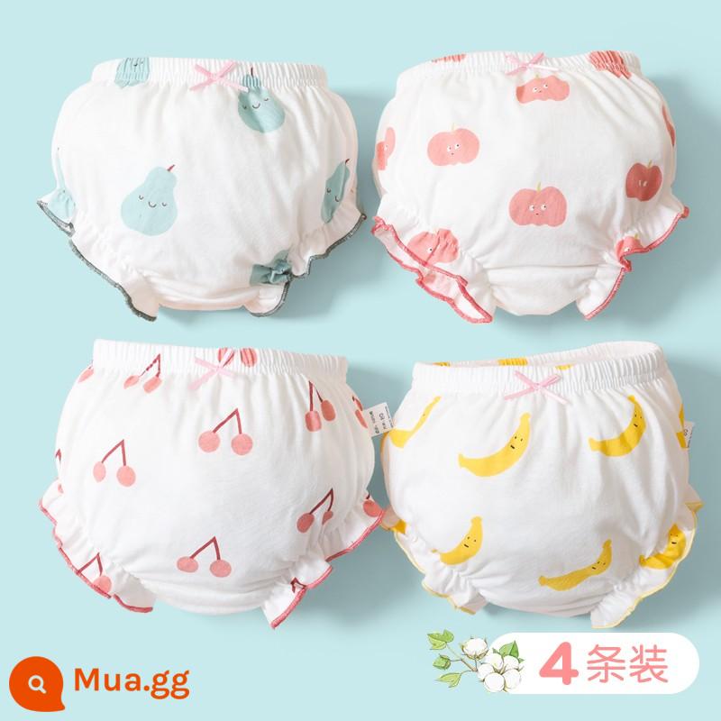 Quần lót cotton mùa hè cho bé gái 1 tuổi 2 quần 3 quần tập cho bé 4 quần bánh mì sơ sinh không pp - In trái cây nhiều màu sắc (4 gói)