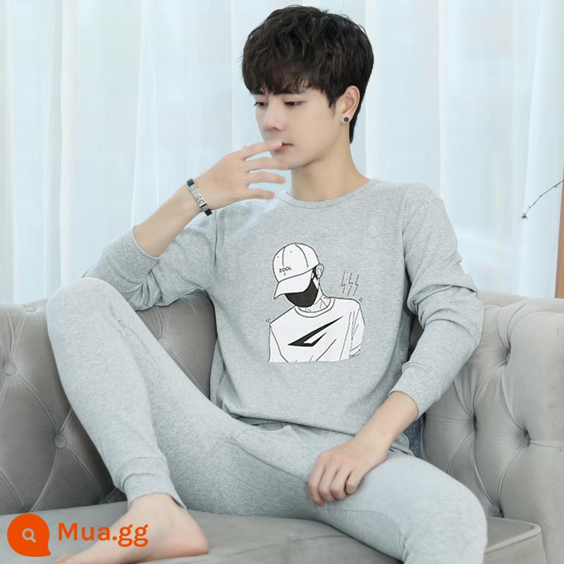 Học sinh trung học Qiu Yi Vệ sinh quần nam Thanh thiếu niên trung học cơ sở Cotton Cotton Warm Quần áo dành cho nam - mặt nạ màu xám nhạt