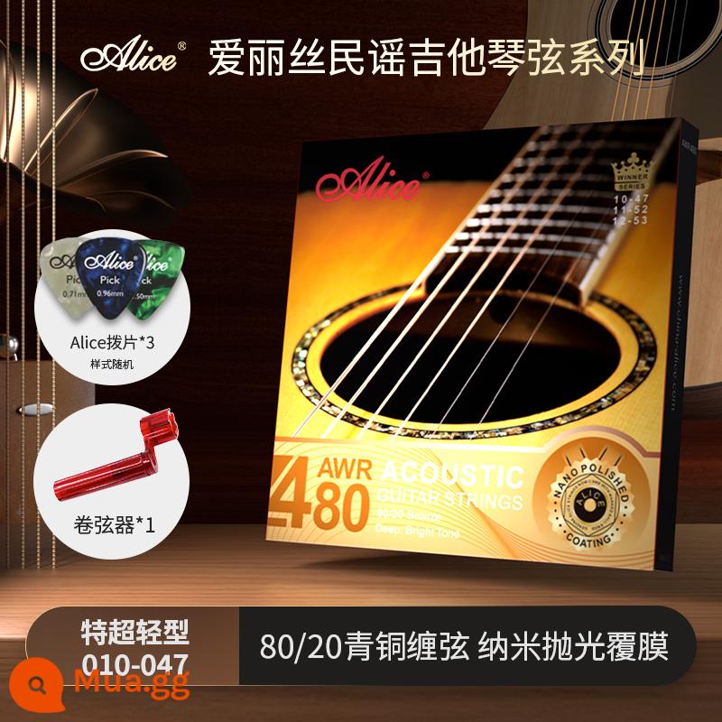 Alice Alice Dây Đàn Guitar Bộ Dân Gian Acoustic Aw438 Chất Lân Quang Bộ Với Lớp Phủ Chống Rỉ Sét - AWR480-XL (lớp phủ đánh bóng bằng đồng 10-47nm)